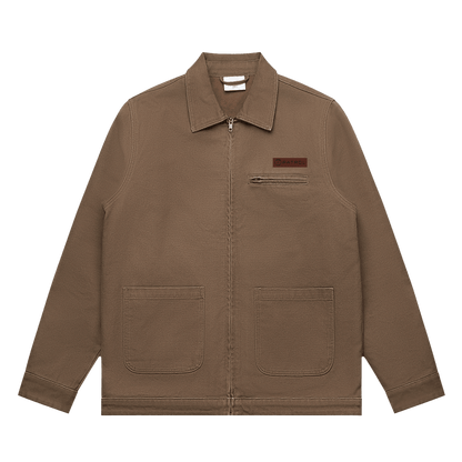 Walnut Patrol Canvas jacket front, duck canvas fleece lined jacket, outdoor clothing