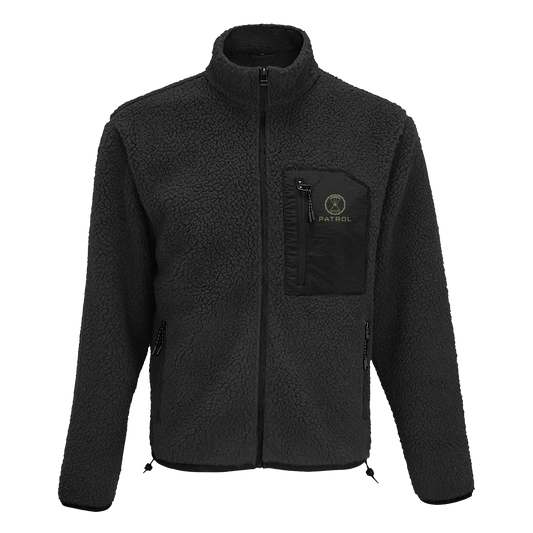 Patrol Goods black sherpa fleece, outdoor unisex clothing.